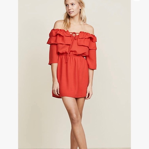 Jack by BB Dakota Women's Bowser Off The Shoulder Poppy Red Dress, Size XS - Picture 5 of 16